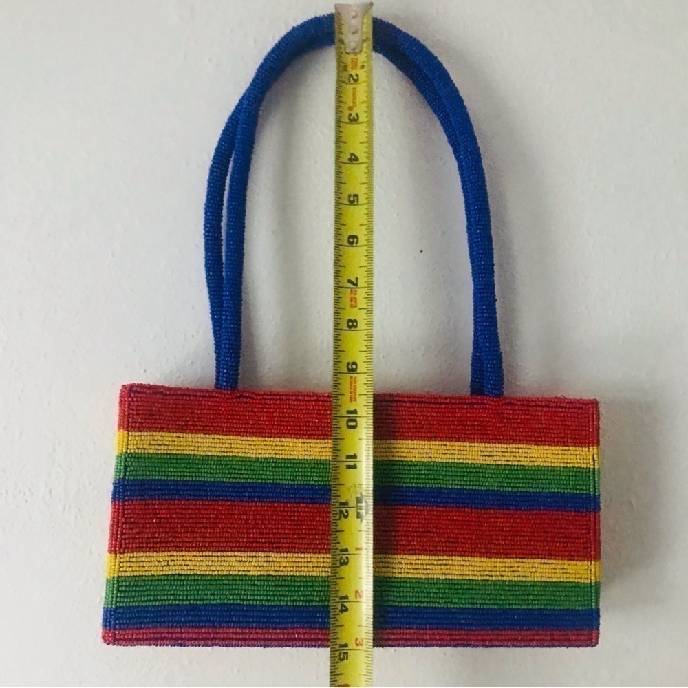 Vintage rainbow pride beaded y2k 90’s Lynne Jerome structured Tommy purse - Picture 3 of 8